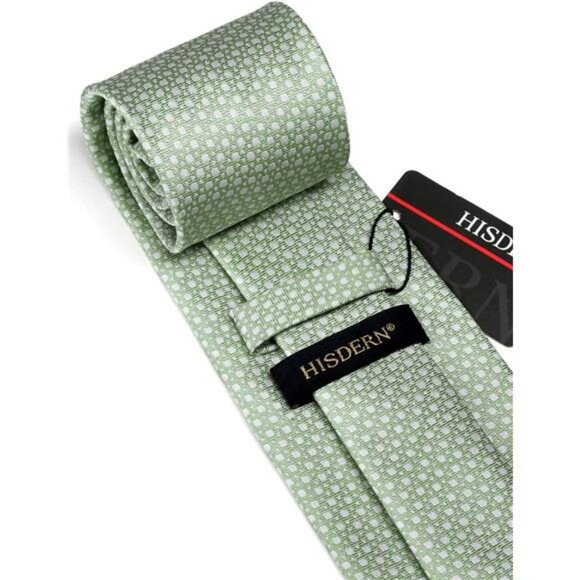 Mens Plaid Tie Set with Pocket Square Cufflinks Tie Clip Business Wedding - Picture 3 of 7